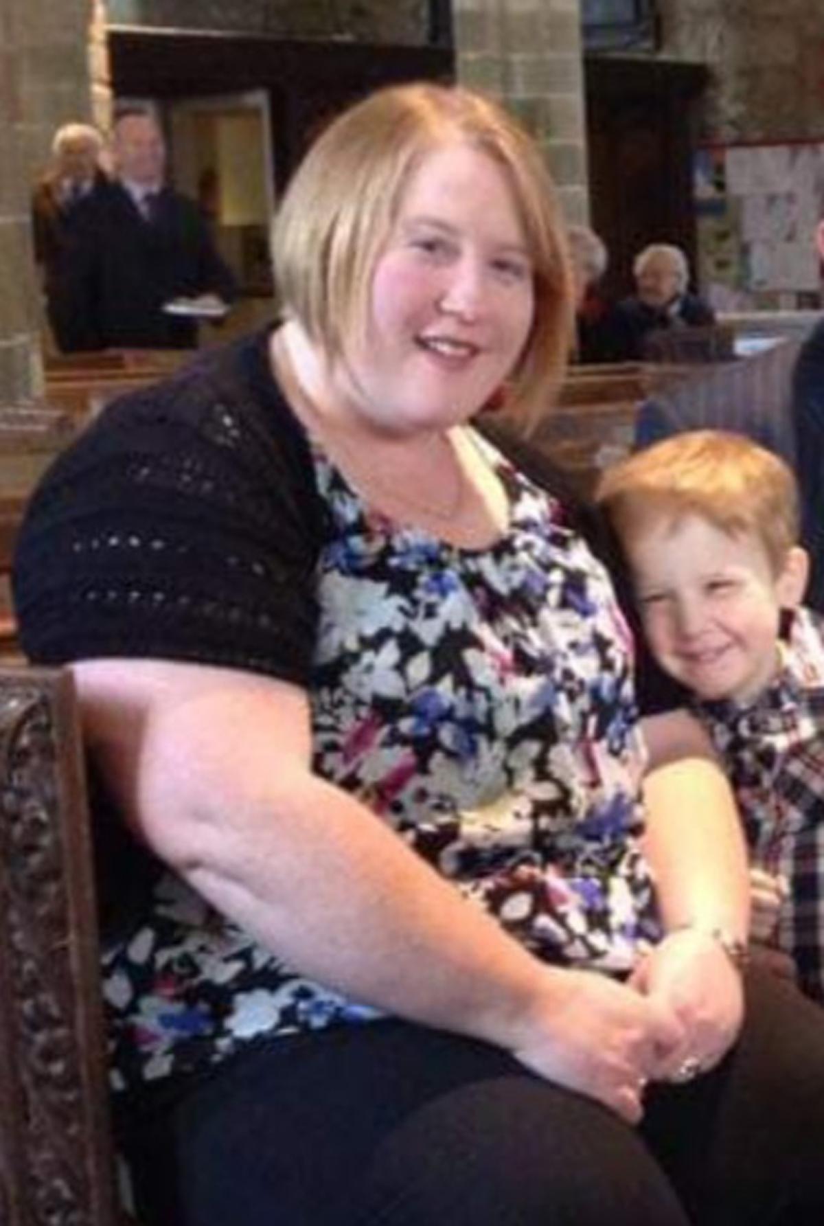 Sarah Stanley with her son, Oliver, before losing weight. (Caters News)