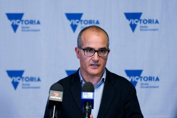  Victorian Acting Premier James Merlino speaks to the media at a press conference in Melbourne, Australia, on June 18, 2021. (Darrian Traynor/Getty Images)