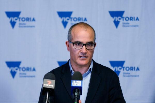 Victorian Acting Premier James Merlino speaks to the media at a press conference in Melbourne, Australia, on June 18, 2021. (Darrian Traynor/Getty Images)