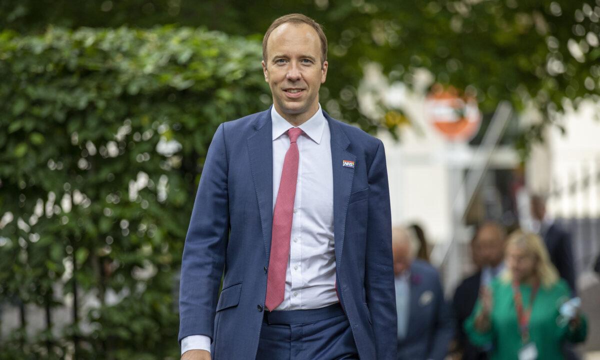 Health Secretary Matt Hancock during a visit to Chelsea and Westminster Hospital in west London on June 17, 2021. (Steve Reigate/Daily Express via PA)