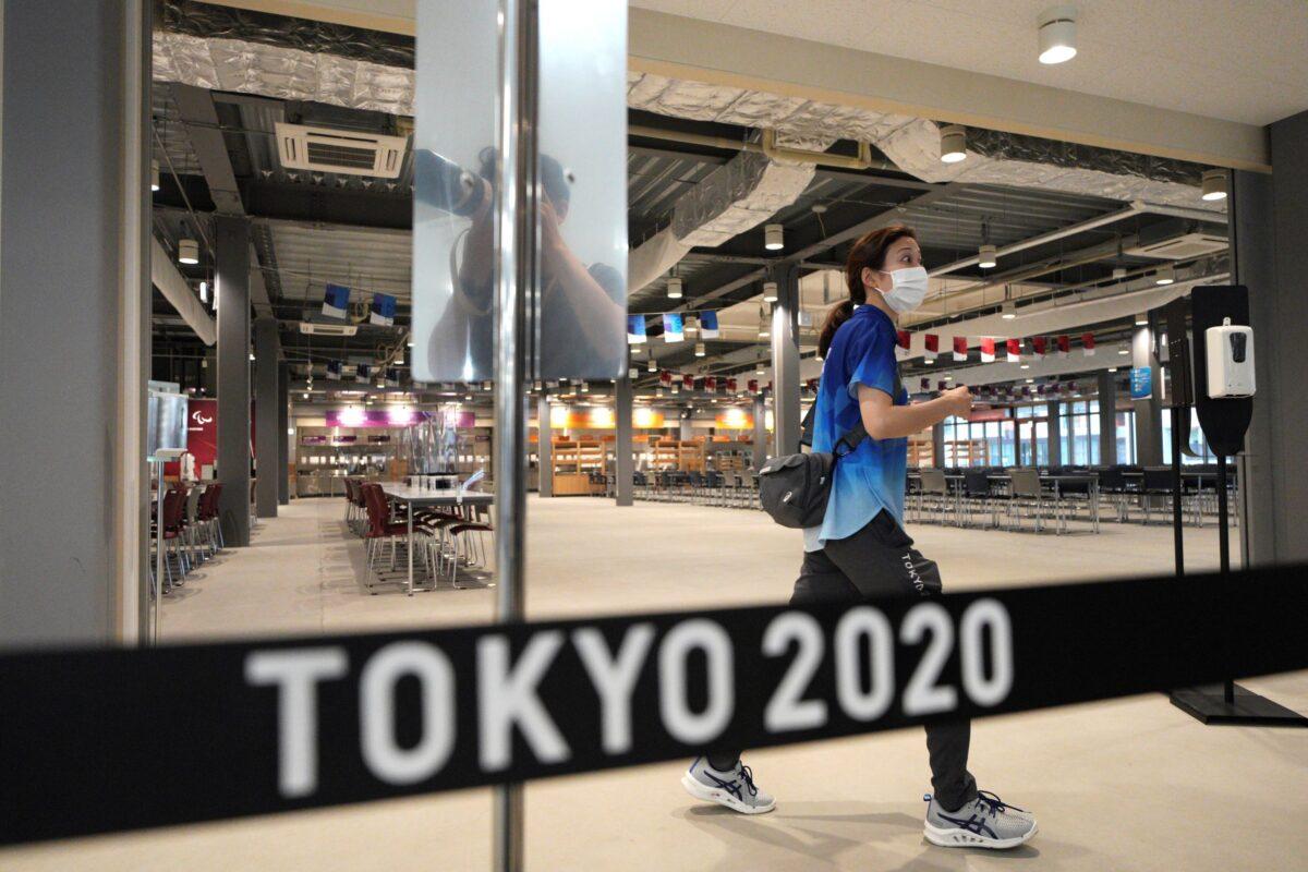 The main dining hall is seen during a press tour of the Tokyo 2020 Olympic and Paralympic Village in Tokyo, on June 20, 2021. (Eugene Hoshiko/AP Photo)