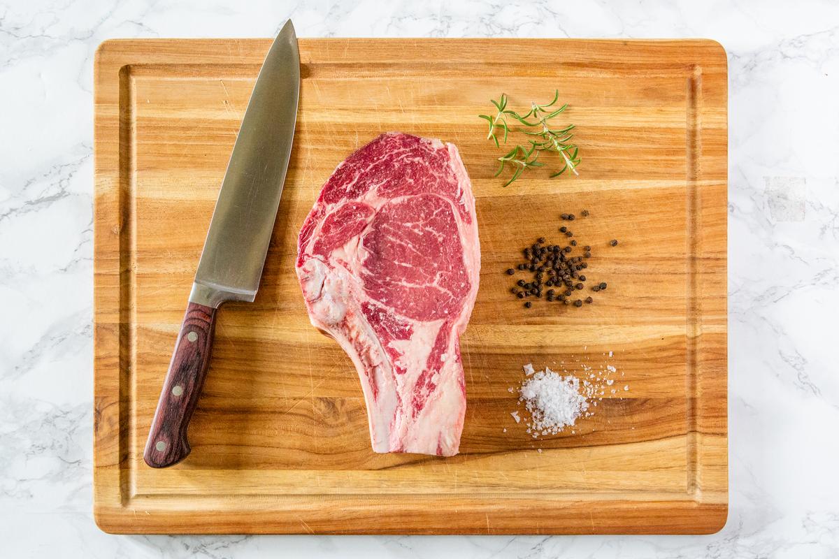KC Cattle Company's Wagyu ribeye steak. Wagyu beef is prized for its dense marbling and rich flavor. (Courtesy of Kale Swing)