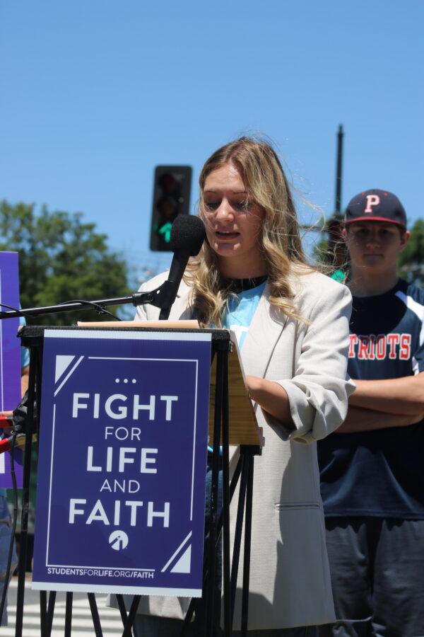Anna Lulis, one of the main organizers of the Students for Life event, held in Washington D.C., on June 16, 2021 (Ophelie Jacobson/The Epoch Times)