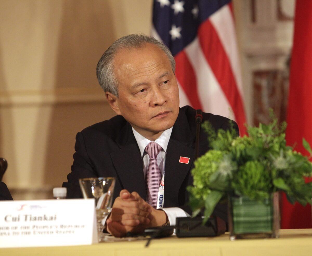 Cui Tiankai, Chinese ambassador to the United States, participates in the Plenary Session of the U.S.-China Consultation on People-to-People Exchange during the 17th U.S.-China Strategic and Economic Dialogue at the U.S. State Department in Washington, on June 24, 2015. (Chris Kleponis/AFP via Getty Images)