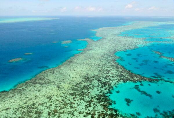 This aerial photo shows the Great Barrier Reef in Australia on Dec. 2, 2017. (Kyodo News via AP)
