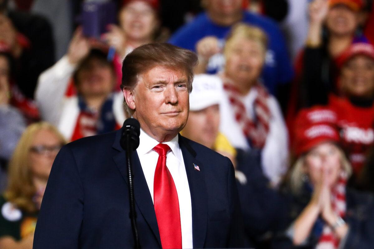 Then-President Donald Trump at a Make America Great Again rally in El Paso, Texas, on Feb. 11, 2019. (Charlotte Cuthbertson/The Epoch Times)