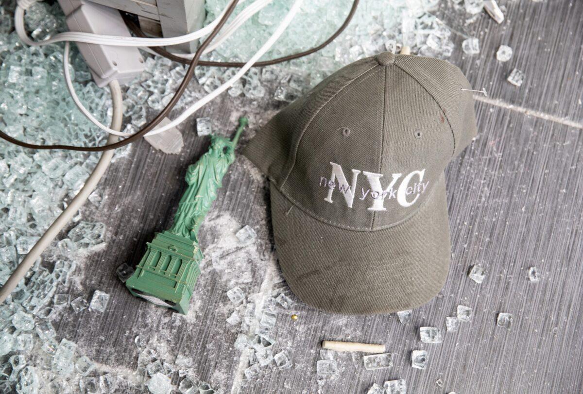 Merchandise lies in a looted souvenir and electronics shop near Times Square after a night of riots in New York City on June 2, 2020. (John Moore/Getty Images)