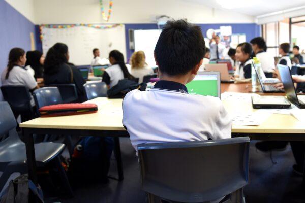 Students attend a class at Alexandria Park Community School in Sydney, Australia, on May 4, 2016. (AAP Image/Paul Miller)