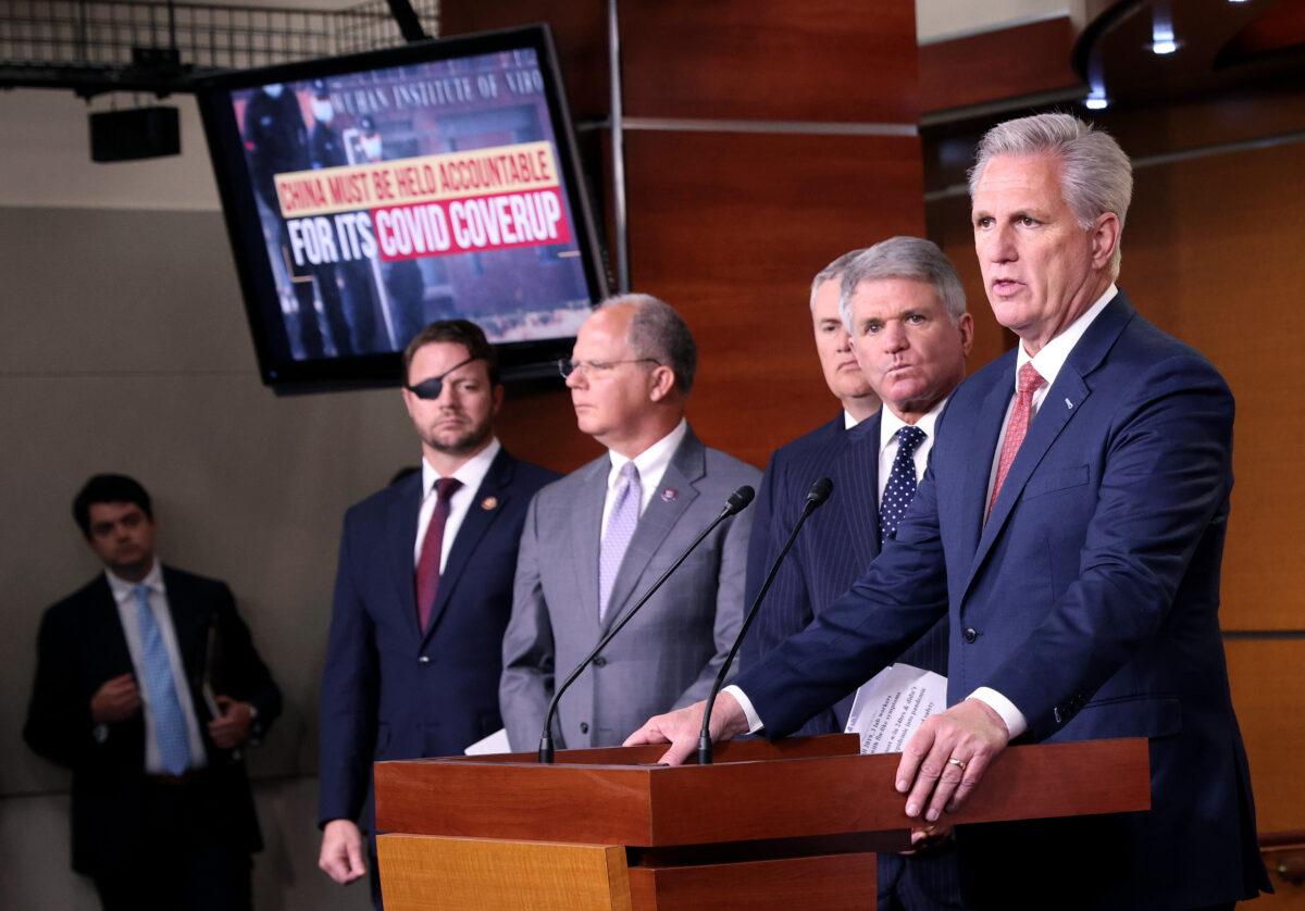 House Minority Leader Kevin McCarthy (R) speaks during a press conference at the U.S. Capitol in Washington on June 23, 2021. (Win McNamee/Getty Images)