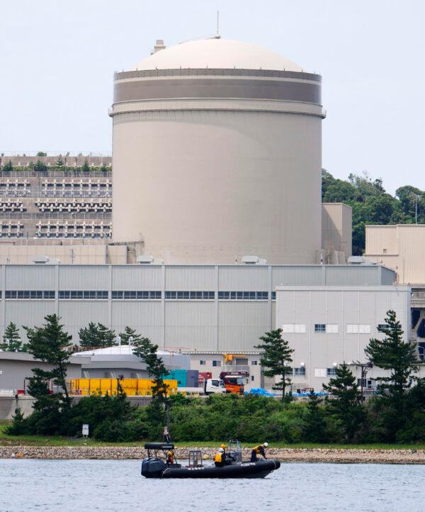 The No. 3 reactor of the Mihama Nuclear Power Plant operated by Kansai Electric Power Co. is seen in Mihama town, Fukui prefecture, central Japan, on June 23, 2021. (Kyodo News via AP)