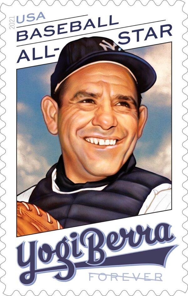 The Yogi Berra stamp issued on June 24, 2021. (United States Postal Service via AP)