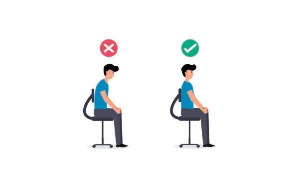 This illustration gives the right and wrong sitting posture.