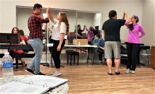 Learning choreography for the new musical “Dear Miss Barrett" in one of the theater's rehearsal rooms at the Hendersonville Performing Arts Company. (Courtesy of Michael Kurek)