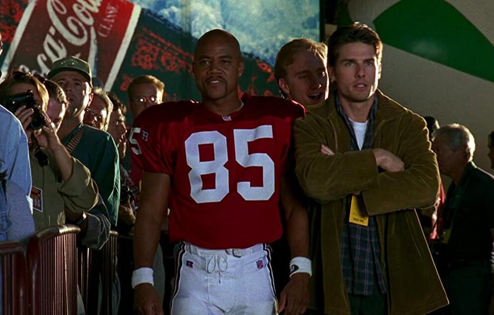 Cuba Gooding, Jr. (L) and Tom Cruise as football player and sports agent, respectively, in “Jerry Maguire.” (TriStar Pictures)
