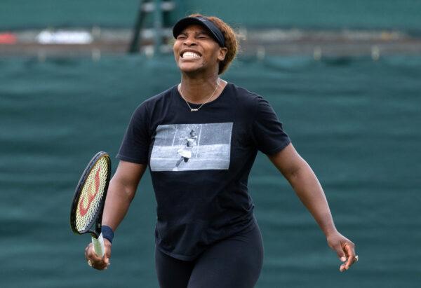 Serena Williams of the United States attends a practice session ahead of The Championships - Wimbledon 2021 at All England Lawn Tennis and Croquet Club in London, England, on June 27, 2021. (AELTC/Pool/Getty Images)