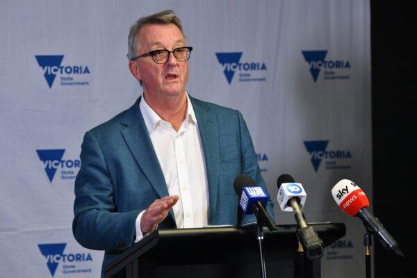 Victorian Minister for Health Martin Foley addresses the media during a press conference in Melbourne, Australia, on June 25, 2021. (AAP Image/James Ross