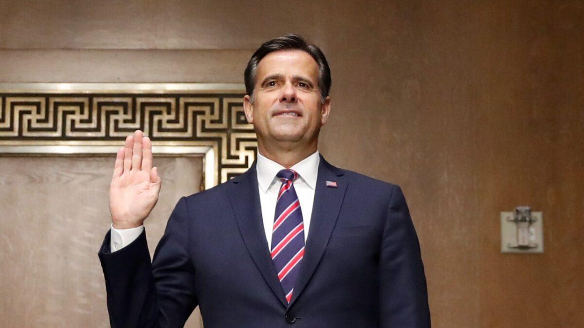 John Ratcliffe, (R-TX), is sworn in before a Senate Intelligence Committee nomination hearing on Capitol Hill in Washington, on May 5, 2020. (Andrew Harnik-Pool/Getty Images)