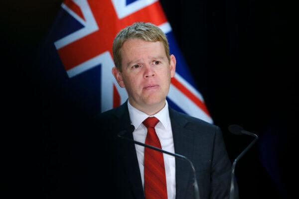 Former Minister for COVID-19 Response Chris Hipkins speaks to the media during a post-cabinet press conference at Parliament, in Wellington, New Zealand, on June 28, 2021. (Hagen Hopkins/Getty Images)