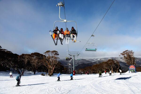 Skiers are see using the chair lift in Thredbo, Australia on July 7, 2009. (Stuart Hannagan/Getty Images)