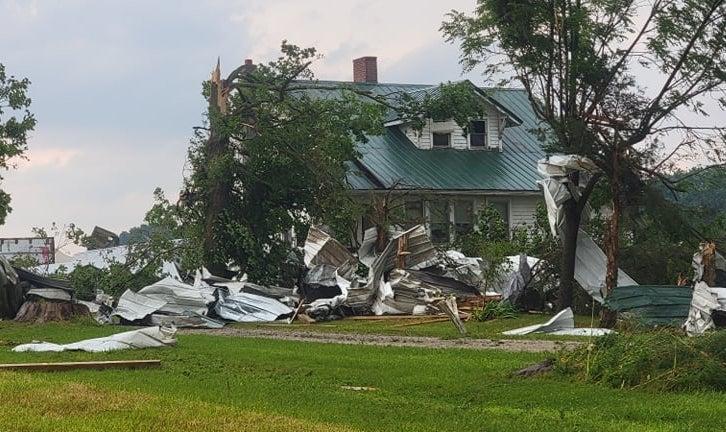 A photo showing some of the damage caused by the tornado that touched down in Jay County on June 15. (Courtesy of <a href="https://www.facebook.com/JayCountySheriffsOffice/">Jay County Sheriff's Office</a>)