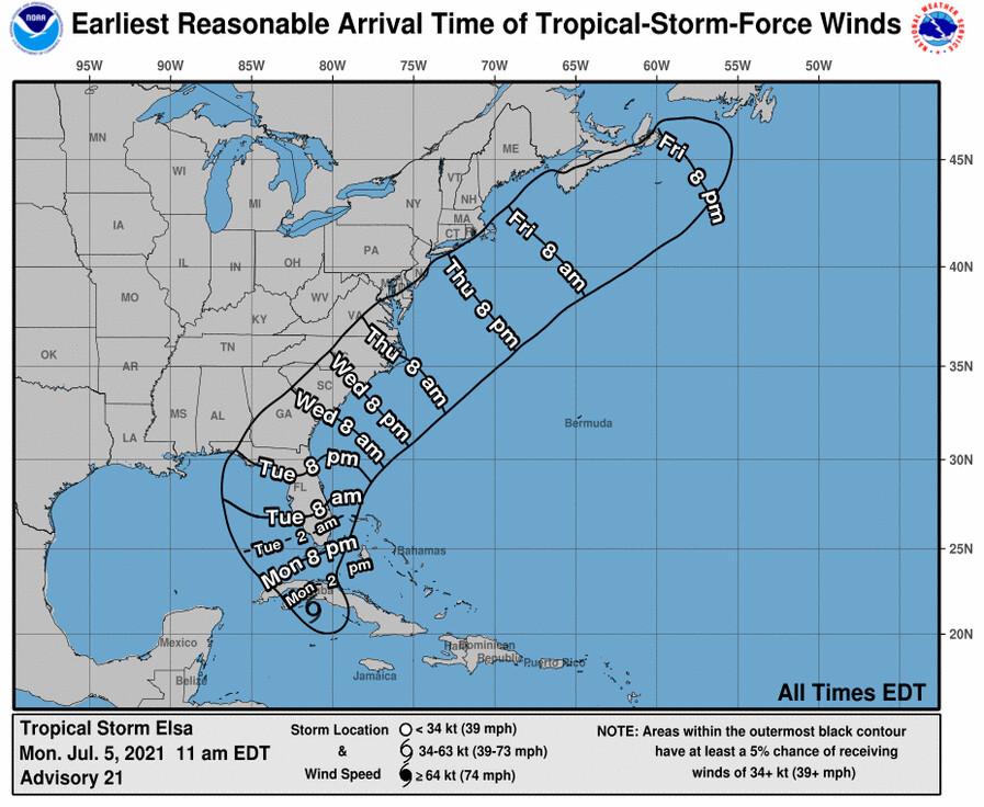 Tropical Storm Elsa Nears Cuba; Track Nudges West, Likely Easing Impact on Florida Keys