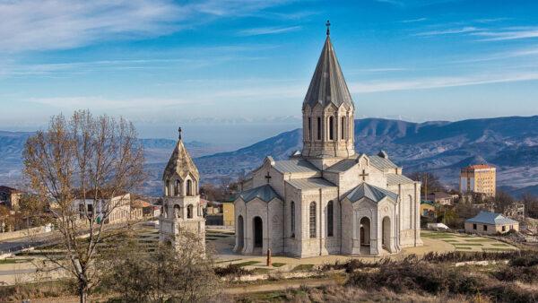Ghazanchetsots Cathedral, a cathedral in the city of Shushi in Nagorno-Karabakh. (Martin Trabalik/Shutterstock)