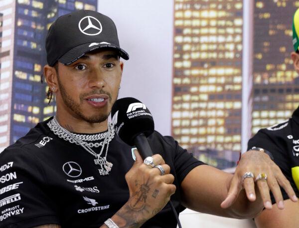 Mercedes driver Lewis Hamilton of Britain speaks during a press conference at the Australian Formula One Grand Prix in Melbourne, Australia, on March 12, 2020. (Rick Rycroft/AP Photo)