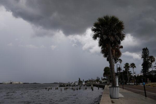 Dark clouds loom over the Pass-A-Grille channel ahead of Tropical Storm Elsa in St. Petersburg, Florida, on July 5, 2021. (Octavio Jones/Reuters)