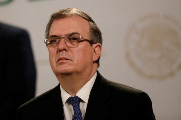 Mexican Foreign Minister Marcelo Ebrard during a news conference in Mexico City, Mexico, on June 15, 2021. (Luis Cortes/Reuters)