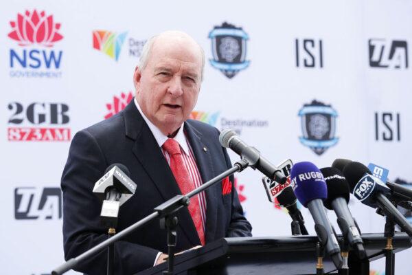 Alan Jones speaks to the media during a Wallabies & Barbarians media opportunity at Sydney Cricket Ground, Australia, on Oct. 13, 2017. (Matt King/Getty Images)