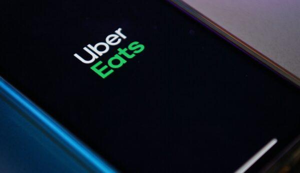 The Uber Eats app on a smartphone on Aug. 18, 2020. (Ben Stansall/AFP via Getty Images)