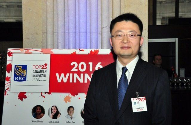 Vancouver filmmaker Leon Lee, one of RBC's Top 25 Canadian Immigrants of 2016, during the awards ceremony at One King West Hotel in Toronto on June 21, 2016. (Courtesy Flying Cloud Productions)