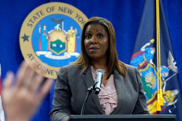 New York Attorney General Letitia James addresses a news conference at her office, in New York on May 21, 2021. (Richard Drew, File/AP Photo)