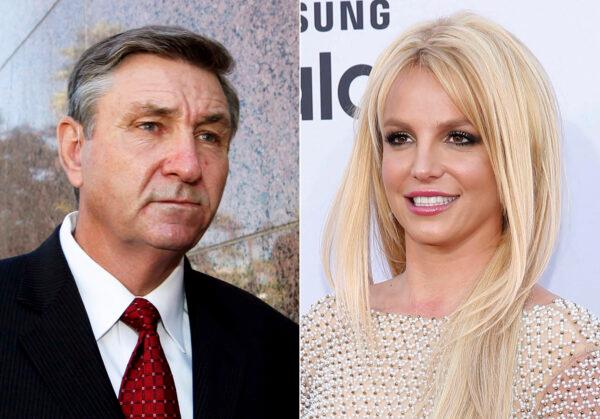 (Left) Jamie Spears, father of singer Britney Spears, leaves the Stanley Mosk Courthouse in Los Angeles, Calif., on Oct. 24, 2012. (Right) Britney Spears arrives at the Billboard Music Awards in Las Vegas, on May 17, 2015. (AP Photo)