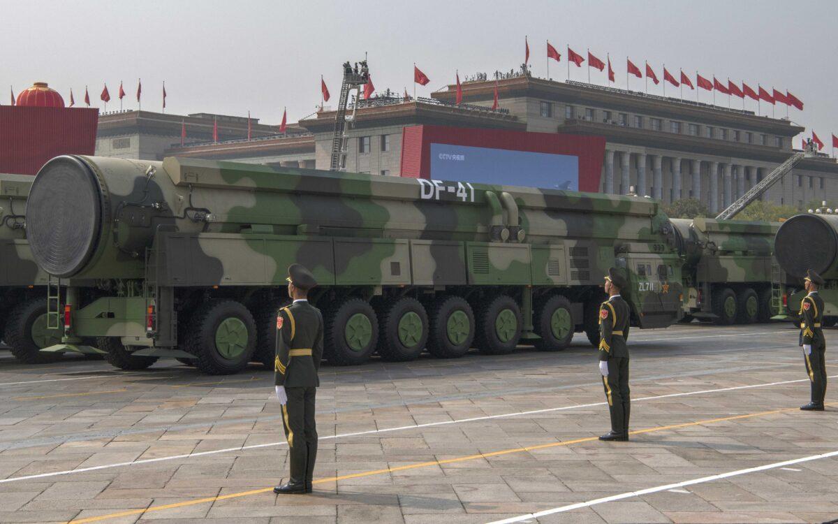 The Chinese military's new DF-41 intercontinental ballistic missiles, which can reportedly reach the United States, are seen at a parade to celebrate the 70th anniversary of the founding of communist China in 1949 at Tiananmen Square in Beijing, China, on Oct. 1, 2019. (Kevin Frayer/Getty Images)