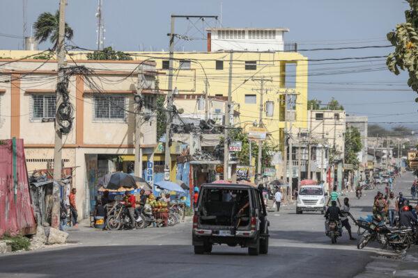 Police patrol the streets the day after the assassination of President Jovenel Moïse near the National Palace in Port au Prince on July 8, 2021. (Valerie Baeriswyl/AFP via Getty Images)