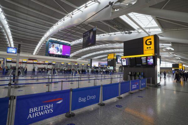 The departures area in Terminal 5 at Heathrow Airport, London, on May 13, 2021. (Steve Parsons/PA)