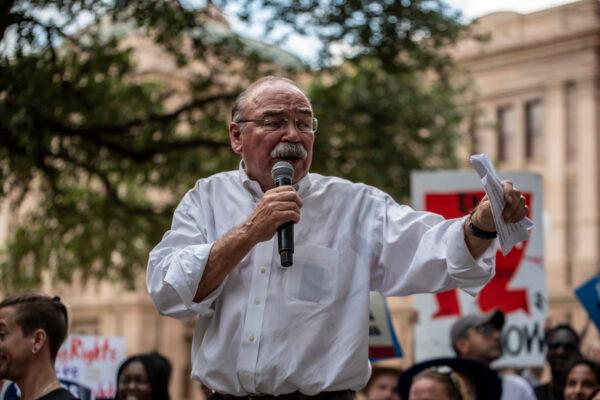 Texas Democratic Party Chairman Gilberto Hinojosa speaks at a rally at the state Capitol in Austin, Texas, on June 20, 2021. (Sergio Flores/Getty Images)