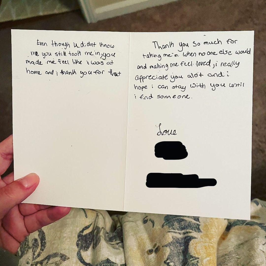 One of the thank-you cards that Burcham received from the children she fostered. (Courtesy of <a href="https://www.instagram.com/fostertheteens/">Brittany Burcham</a>)