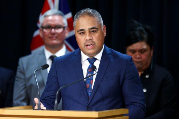Minister Peeni Henare speaks to the media during a Labour press conference at Parliament on Nov. 2, 2020, in Wellington, New Zealand. (Hagen Hopkins/Getty Images)