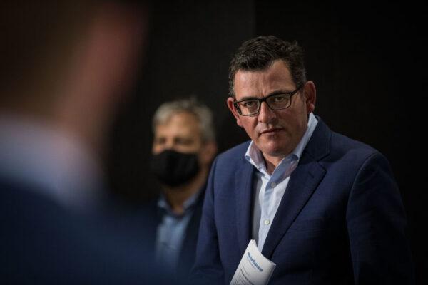 Victorian Premier Daniel Andrews speaks to the media on Feb. 16, 2021, in Melbourne, Australia. (Darrian Traynor/Getty Images)