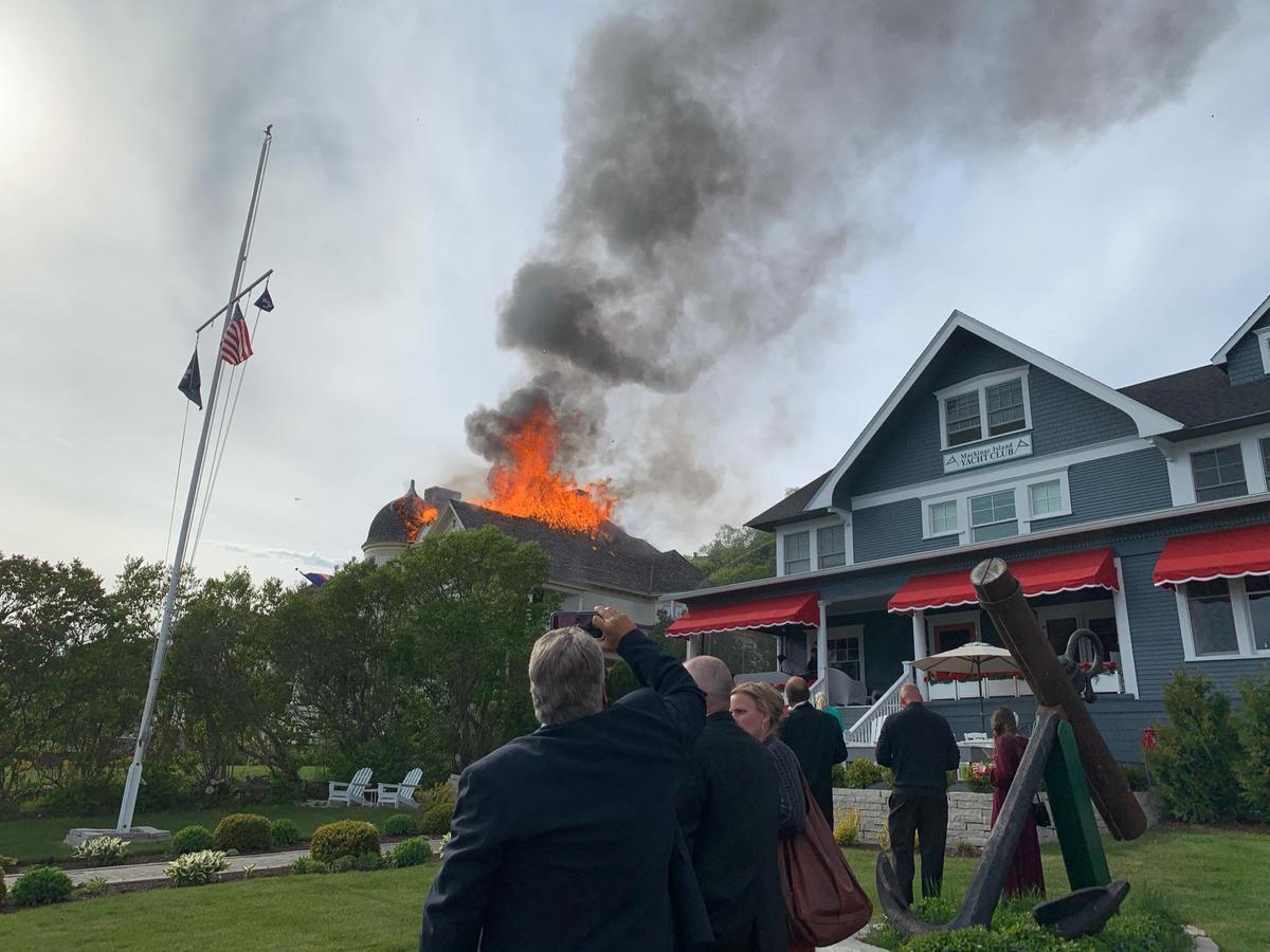 Brigadoon Cottage on fire. (Courtesy of Susan Weatherhead via <a href="https://www.facebook.com/jake.landuyt">Jake Landuyt</a>)