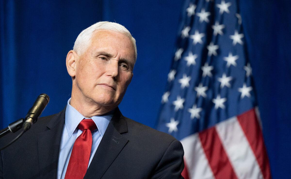 Former Vice President Mike Pence speaks to a crowd during an event sponsored by the Palmetto Family organization in Columbia, S.C., on April 29, 2021. (Sean Rayford/Getty Images)