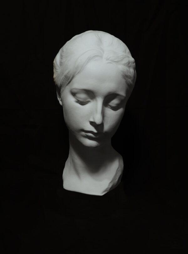A life-size plaster cast portrait of a woman by Gaetano Cellini; 15 inches tall. (Courtesy of Justin Ryan Kendall)
