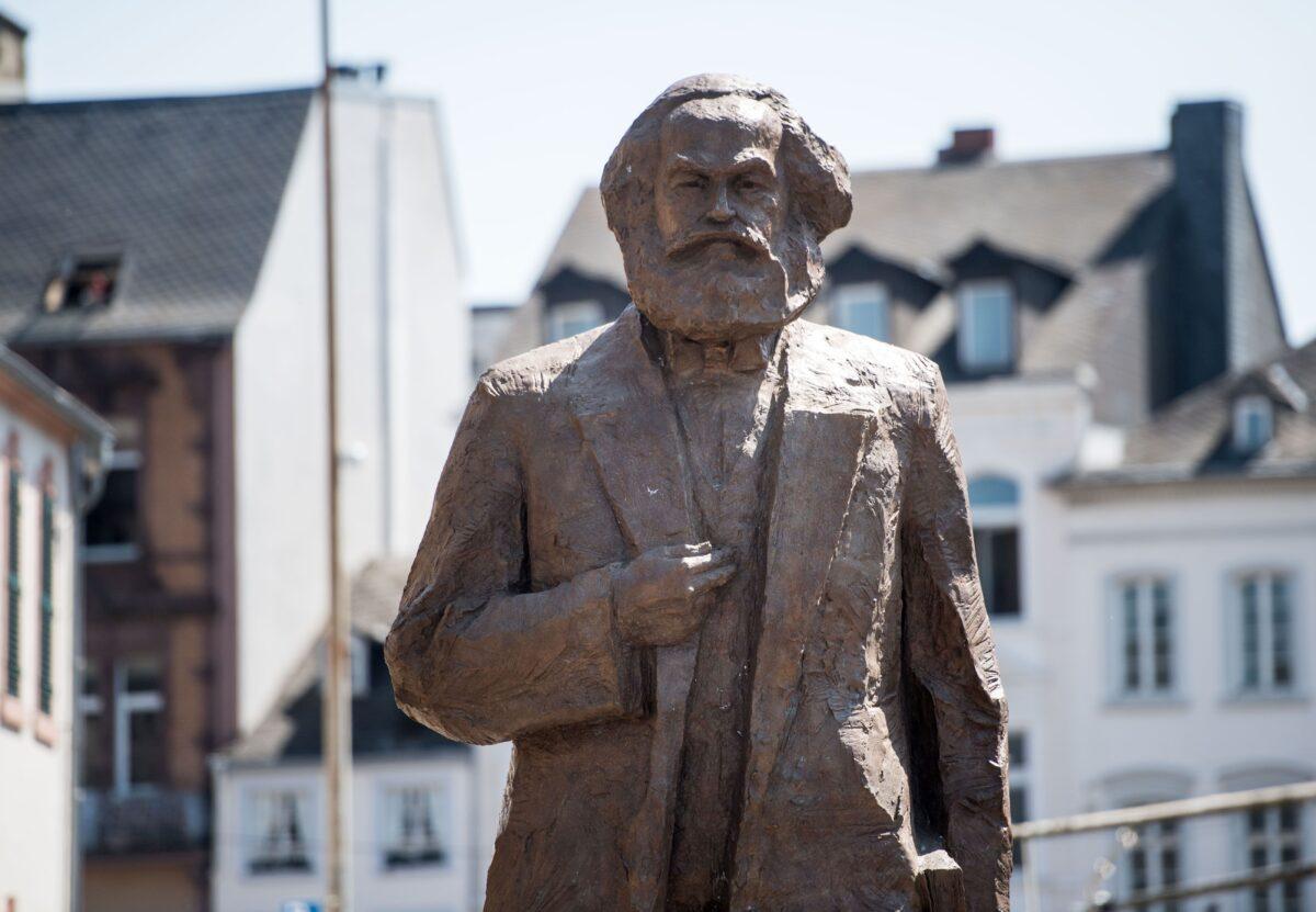 A statue of Karl Marx in Trier, Germany, on May 5, 2018. (Thomas Lohnes/Getty Images)