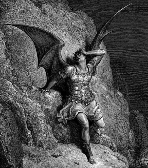 On his journey to the Garden of Eden to tempt Eve, Satan treads “lonely steps” out of hell. A 1866 illustration by Gustave Doré. (Public Domain)