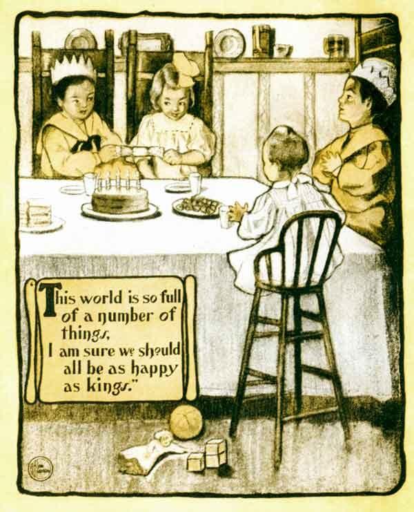 One of Robert Louis Stevenson’s poems as used and illustrated in “A Little Book for a Little Cook,” 1905. (Public Domain)