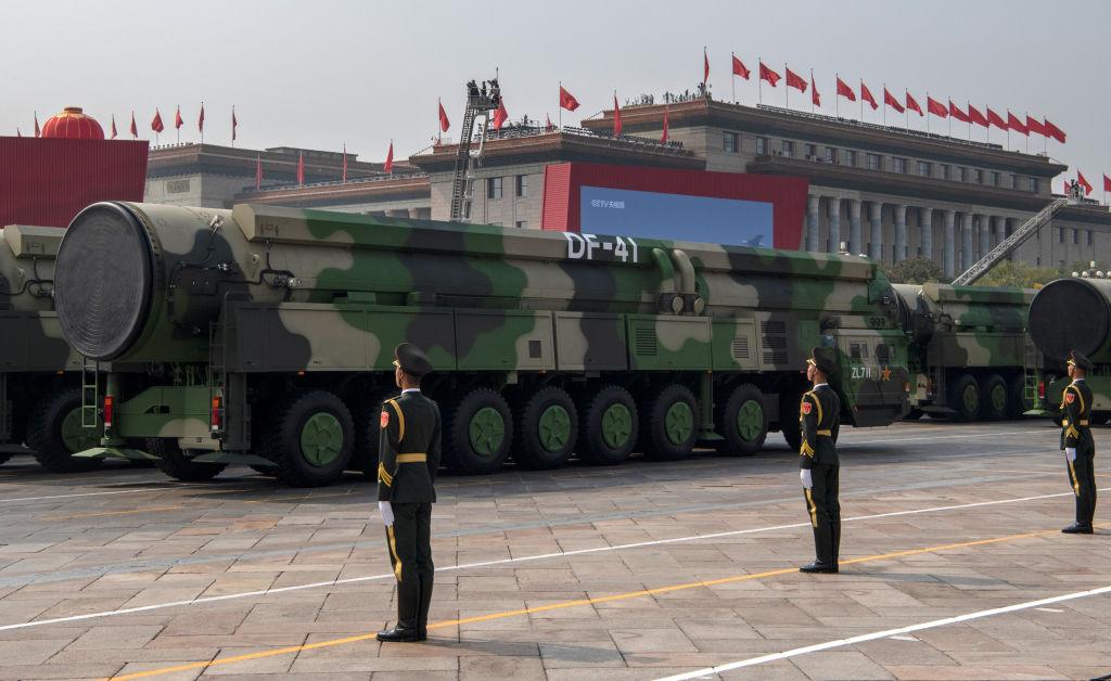 The Chinese military's new DF-41 intercontinental ballistic missiles, that can reportedly reach the United States, are seen at a parade to celebrate the 70th anniversary of the founding of the People's Republic of China in 1949, at Tiananmen Square on Oct. 1, 2019, in Beijing, China. (Kevin Frayer/Getty Images)