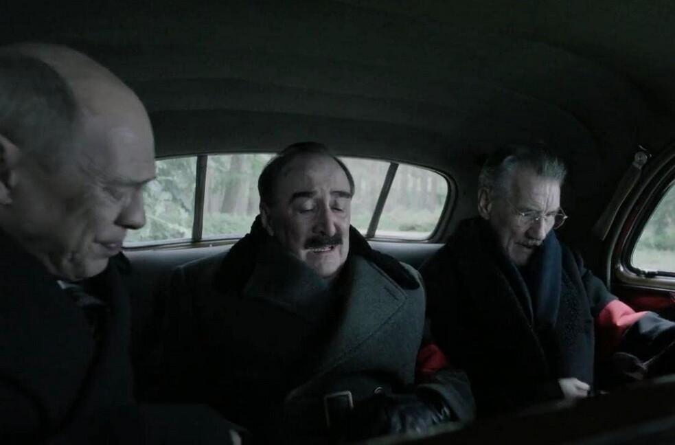 (L–R) Nikita Khrushchev (Steve Buscemi), Anastas Mikoyan (Paul Whitehouse), and Vyacheslav Molotov (Michael Palin), in "The Death of Stalin." (Entertainment One Films)