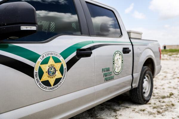 A Florida Fish and Wildlife vehicle in Del Rio, Texas, on July 18, 2021. (Charlotte Cuthbertson/The Epoch Times)